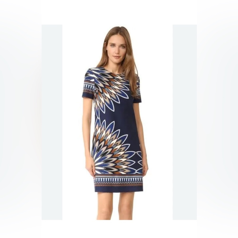 TORY BURCH Mariana Navy Floral Bloom Ponte Knit Dress.